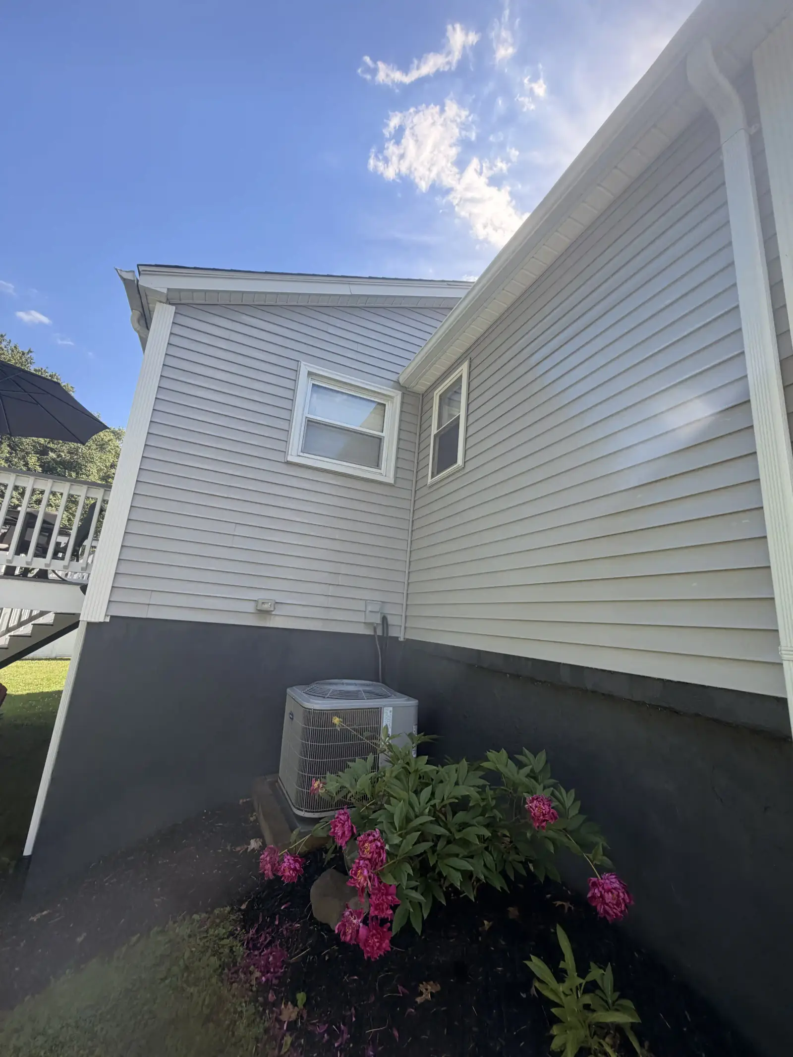 Freshly cleaned big wall after a pressure washing visit in Chicopee, MA