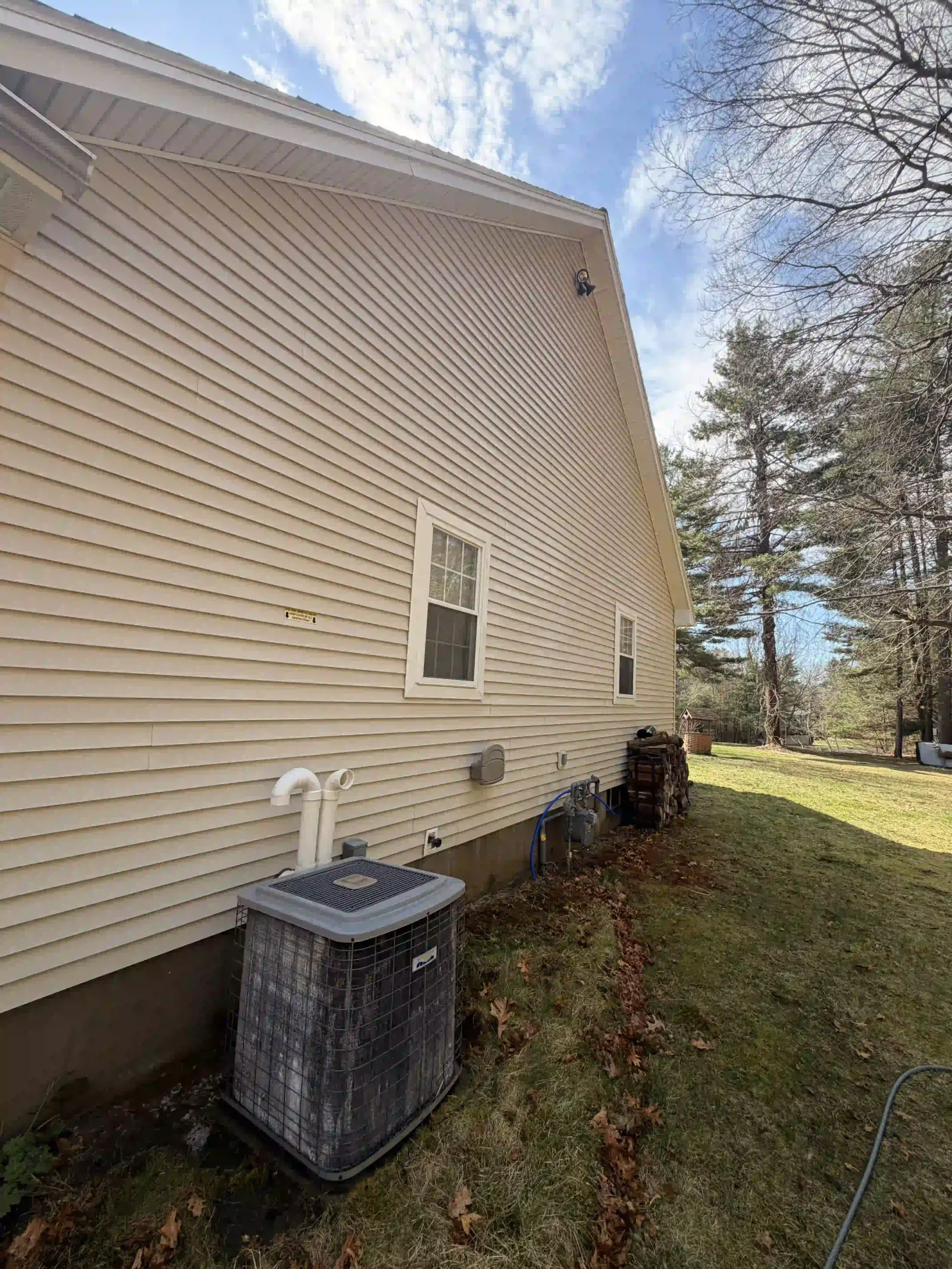 Freshly cleaned ridged side wall after a pressure washing visit in Agawam, MA